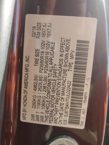 5J8TB4H70JL022422 - 2018 ACURA RDX ADVANCE MAROON photo 13