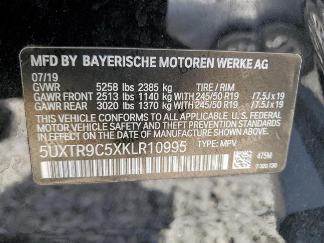 5UXTR9C5XKLR10995 - 2019 BMW X3 XDRIVE30I BLACK photo 14