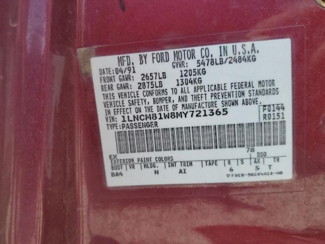 1LNCM81W8MY721365 - 1991 LINCOLN TOWN CAR EXECUTIVE RED photo 13