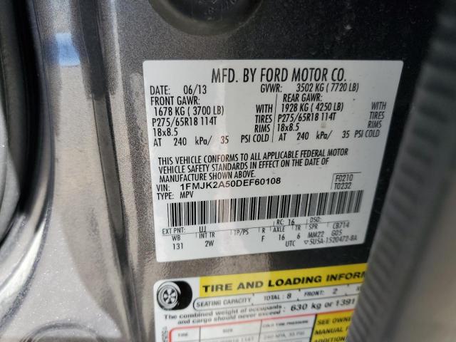 1FMJK2A50DEF60108 - 2013 FORD EXPEDITION EL LIMITED GRAY photo 13