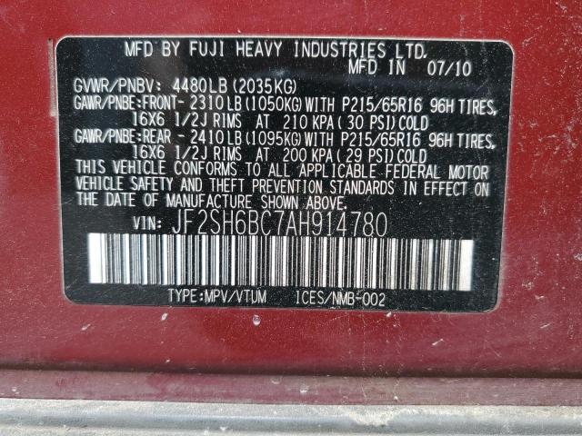 JF2SH6BC7AH914780 - 2010 SUBARU FORESTER XS Kastanienbraun Foto 14