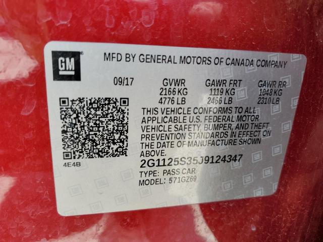 2G1125S35J9124347 - 2018 CHEVROLET IMPALA PREMIER RED photo 12