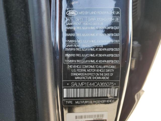 SALMP1E44CA365075 - 2012 LAND ROVER RANGE ROVE AUTOBIOGRAPHY BLACK photo 13