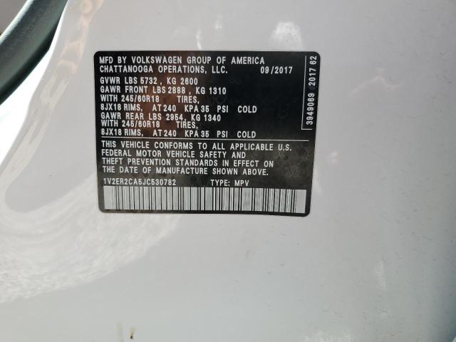 1V2ER2CA5JC530782 - 2018 VOLKSWAGEN ATLAS SEL WHITE photo 13