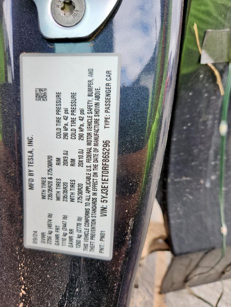 5YJ3E1ET0RF865296 - 2024 TESLA MODEL 3 Grafit foto 12