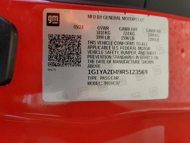 1G1YA2D49R5123569 - 2024 CHEVROLET CORVETTE STINGRAY 1LT RED photo 12