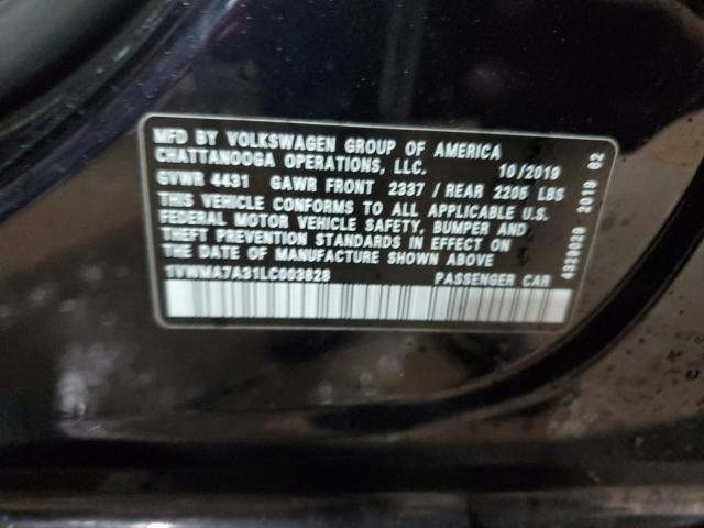 1VWMA7A31LC003828 - 2020 VOLKSWAGEN PASSAT R-LINE Schwarz Foto 12