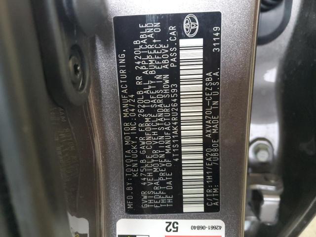4T1S11AK4RU264593 - 2024 TOYOTA CAMRY SE NIGHT SHADE GRAY photo 13