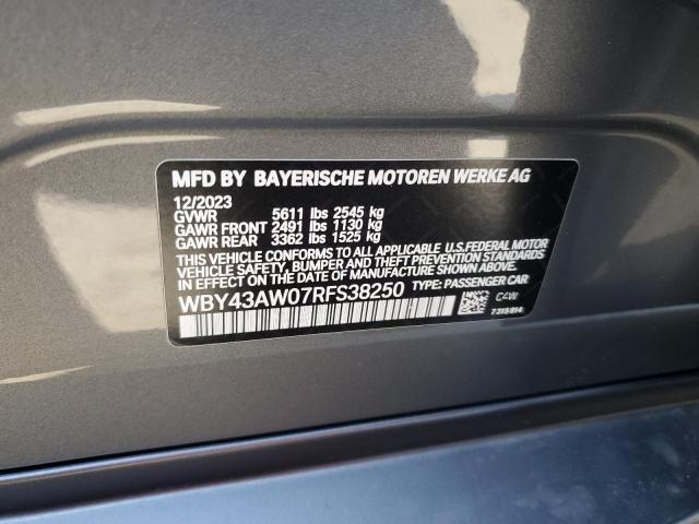 WBY43AW07RFS38250 - 2024 BMW I4 EDRIVE 35 GRAY photo 12