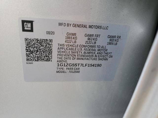 1G1ZG5ST7LF154190 - 2020 CHEVROLET MALIBU RS SILVER photo 12