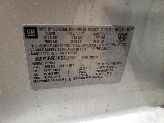 3GCPCREC1HG496687 - 2017 CHEVROLET SILVERADO C1500 LT SILVER photo 12