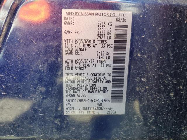 5N1DR2MM2HC604395 - 2017 NISSAN PATHFINDER S BLUE photo 13