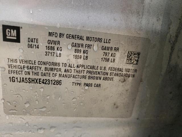 1G1JA5SHXE4231286 - 2014 CHEVROLET SONIC LS 灰色 照片 12