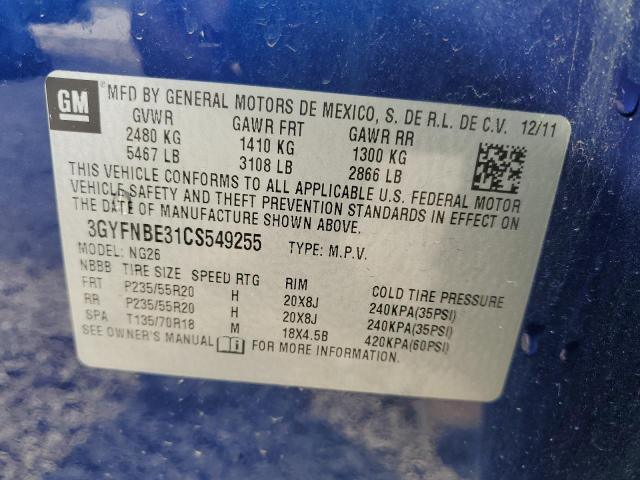 3GYFNBE31CS549255 - 2012 CADILLAC SRX PERFORMANCE COLLECTION Bleu photo 13