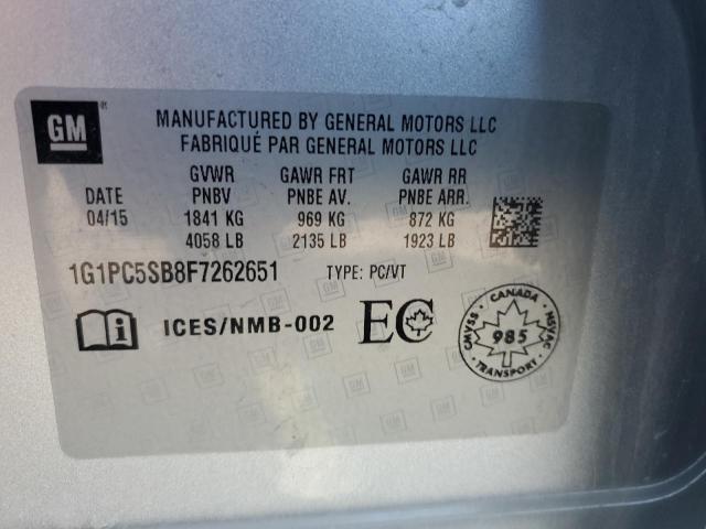 1G1PC5SB8F7262651 - 2015 CHEVROLET CRUZE LT SILVER photo 13