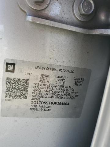 1G1ZD5ST9JF164564 - 2018 CHEVROLET MALIBU LT ვერცხლისფერი ფოტო 12