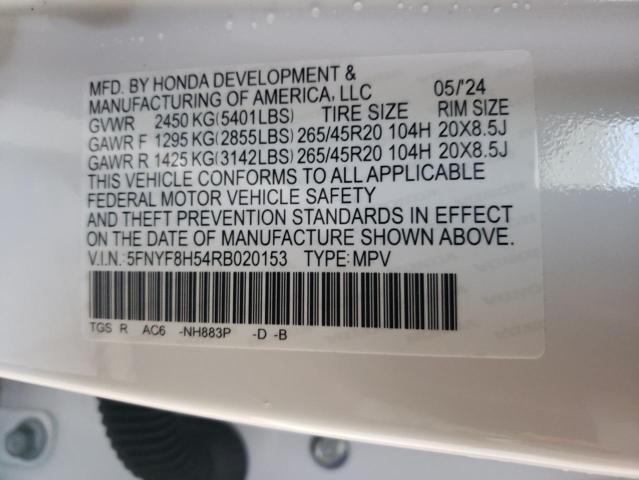 5FNYF8H54RB020153 - 2024 HONDA PASSPORT EXL WHITE photo 13
