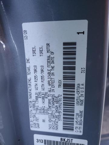 5TFRY5F1XMX278172 - 2021 TOYOTA TUNDRA DOUBLE CAB SR/SR5 GRAY photo 12