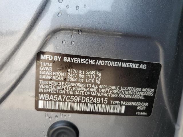 WBA5A7C59FD624915 - 2015 BMW 528 XI GRAY photo 12