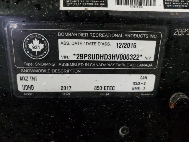 2BPSUDHD3HV000322 - 2017 SKI DOO MXZ BLACK photo 10