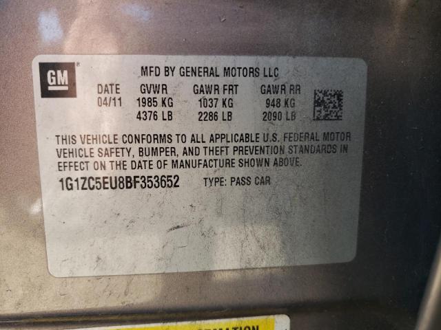 1G1ZC5EU8BF353652 - 2011 CHEVROLET MALIBU 1LT BROWN photo 12