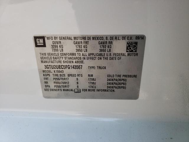 3GTU2UEC5FG143567 - 2015 GMC SIERRA K1500 SLE WHITE photo 12