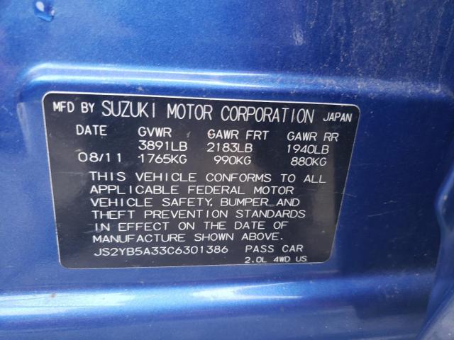 JS2YB5A33C6301386 - 2012 SUZUKI SX4 BLUE photo 13