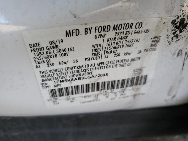 1FM5K8AB8LGA72098 - 2020 FORD EXPLORER POLICE INTERCEPTOR Ağ foto 14