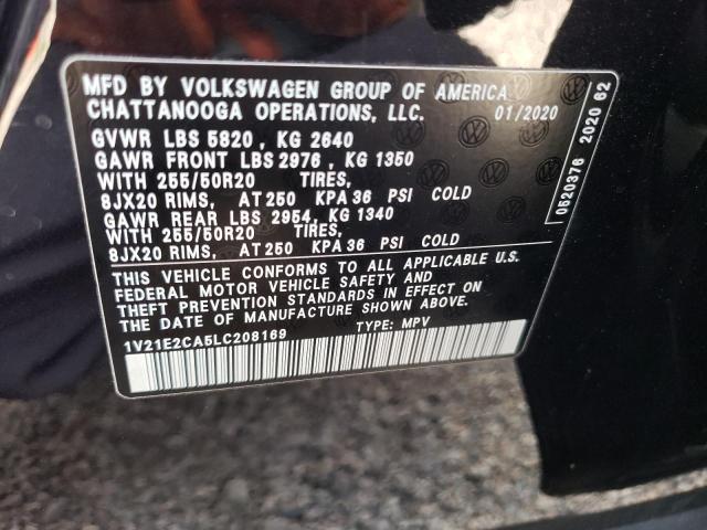 1V21E2CA5LC208169 - 2020 VOLKSWAGEN ATLAS CROS SE Черный фото 13