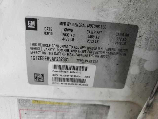 1G1ZE5EB9AF232331 - 2010 CHEVROLET MALIBU LTZ თეთრი ფოტო 12