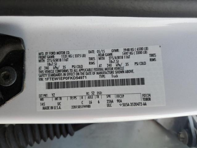 1FTEW1EP0FKD54971 - 2015 FORD F150 SUPERCREW WHITE photo 12