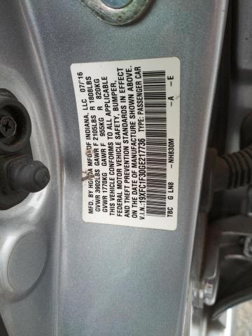 19XFC1F30GE217736 - 2016 HONDA CIVIC EX SILVER photo 10