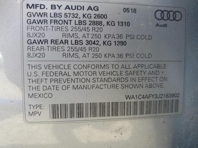 WA1C4AFY3J2183902 - 2018 AUDI SQ5 PRESTIGE SILVER photo 13