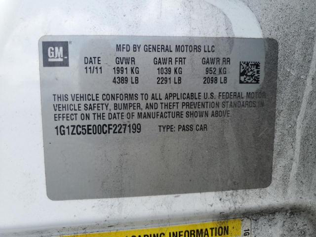 1G1ZC5E00CF227199 - 2012 CHEVROLET MALIBU 1LT 白色 照片 12