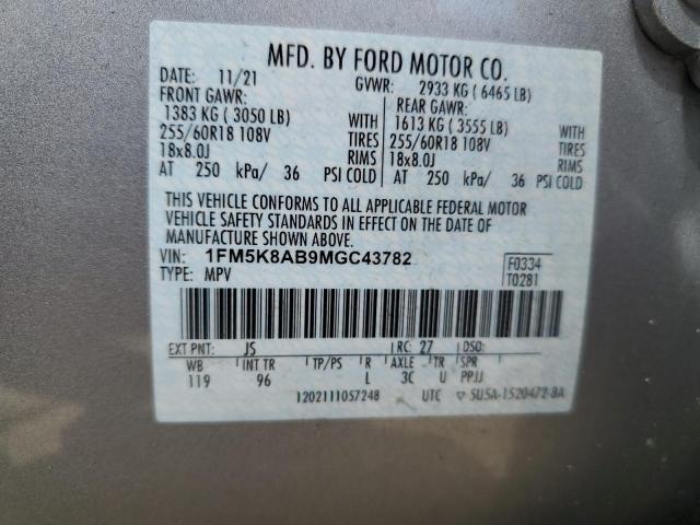 1FM5K8AB9MGC43782 - 2021 FORD EXPLORER POLICE INTERCEPTOR Gümüş foto 13