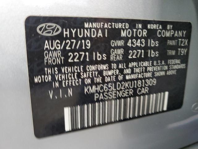 KMHC65LD2KU181309 - 2019 HYUNDAI IONIQ GRAY photo 12