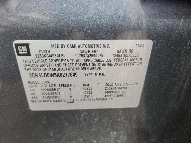 2CNALDEW5A6277649 - 2010 CHEVROLET EQUINOX LT BLACK photo 13