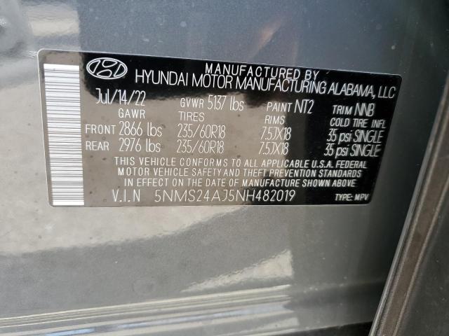 5NMS24AJ5NH482019 - 2022 HYUNDAI SANTA FE SEL GRAY photo 13