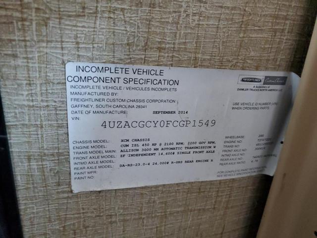 4UZACGCY0FCGP1549 - 2015 FREIGHTLINER CHASSIS XC ორფეროვანი ფოტო 10