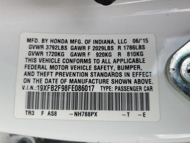 19XFB2F98FE086017 - 2015 HONDA CIVIC EXL 白色 照片 12