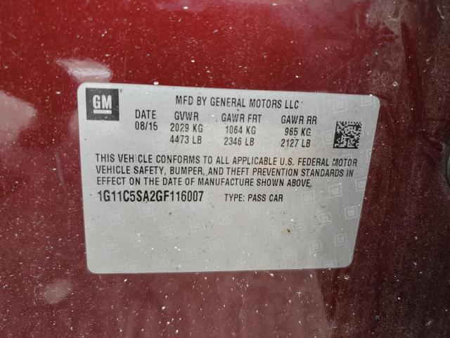 1G11C5SA2GF116007 - 2016 CHEVROLET MALIBU LIMITED LT 勃艮第红 照片 13