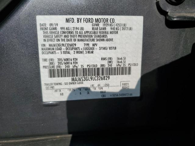 MAJ6S3GL9LC326829 - 2020 FORD ECOSPORT SE GRAY photo 13