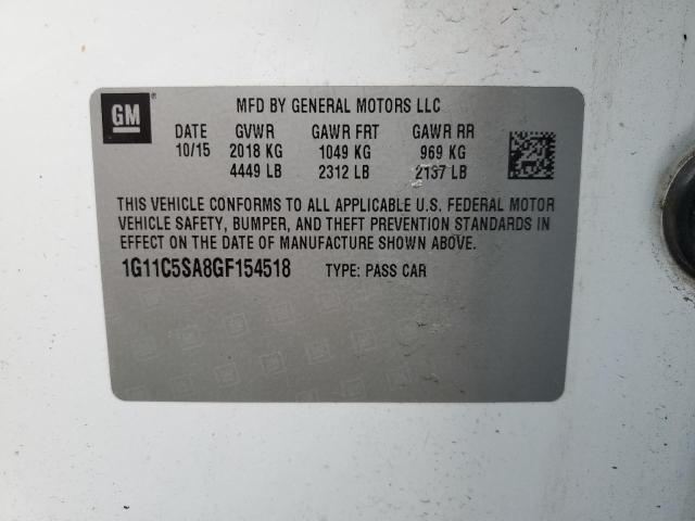 1G11C5SA8GF154518 - 2016 CHEVROLET MALIBU LIM LT 白色 照片 12