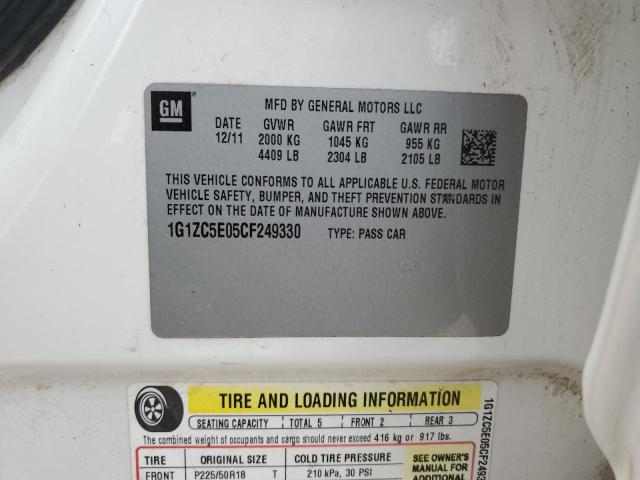 1G1ZC5E05CF249330 - 2012 CHEVROLET MALIBU 1LT 白色 照片 12