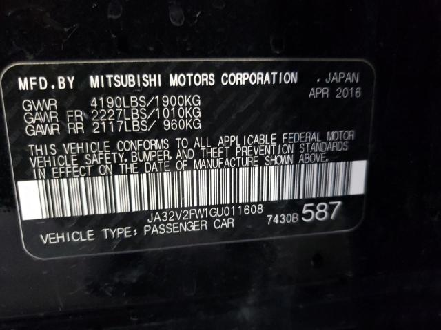 JA32V2FW1GU011608 - 2016 MITSUBISHI LANCER ES BLACK photo 12