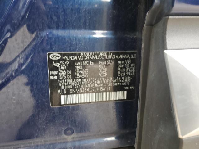 5NMS33AD7LH156124 - 2020 HYUNDAI SANTA FE SEL ლურჯი ფოტო 13