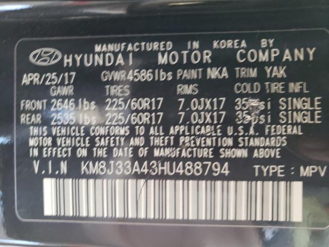 KM8J33A43HU488794 - 2017 HYUNDAI TUCSON LIMITED BLACK photo 14