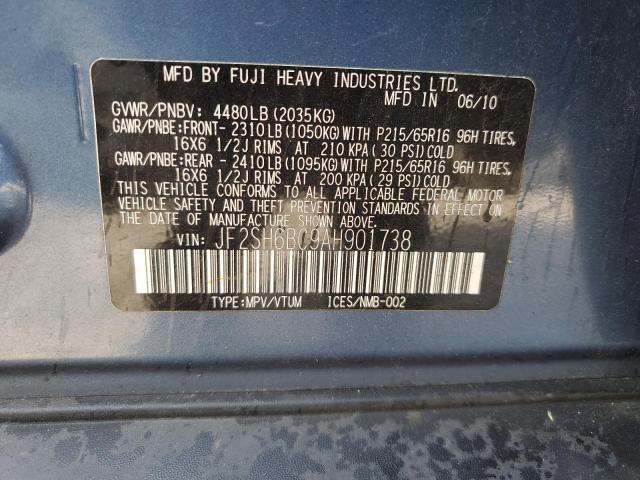 JF2SH6BC9AH901738 - 2010 SUBARU FORESTER XS Bleu photo 13