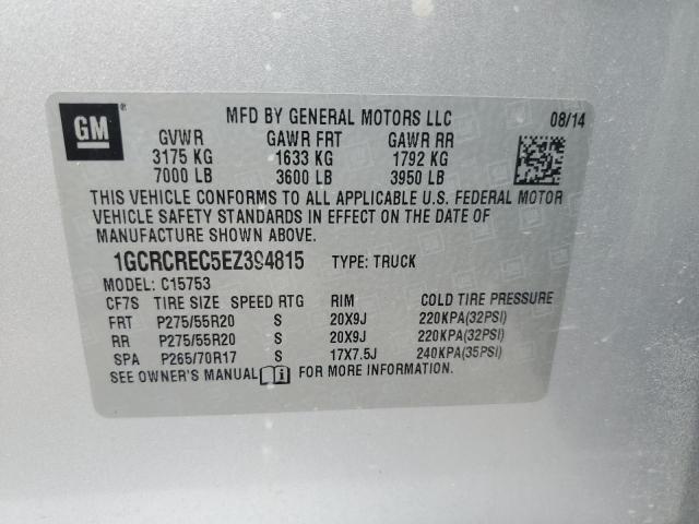 1GCRCREC5EZ394815 - 2014 CHEVROLET SILVERADO C1500 LT SILVER photo 12