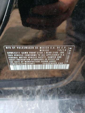 3VW2K7AJ4FM243851 - 2015 VOLKSWAGEN JETTA BASE BLACK photo 12